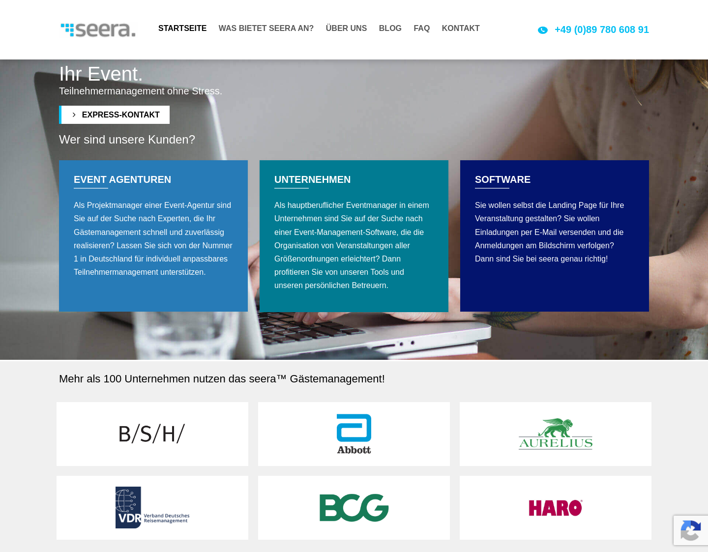Aktuelle Website-Vorschau von colada Teilnehmermanagement