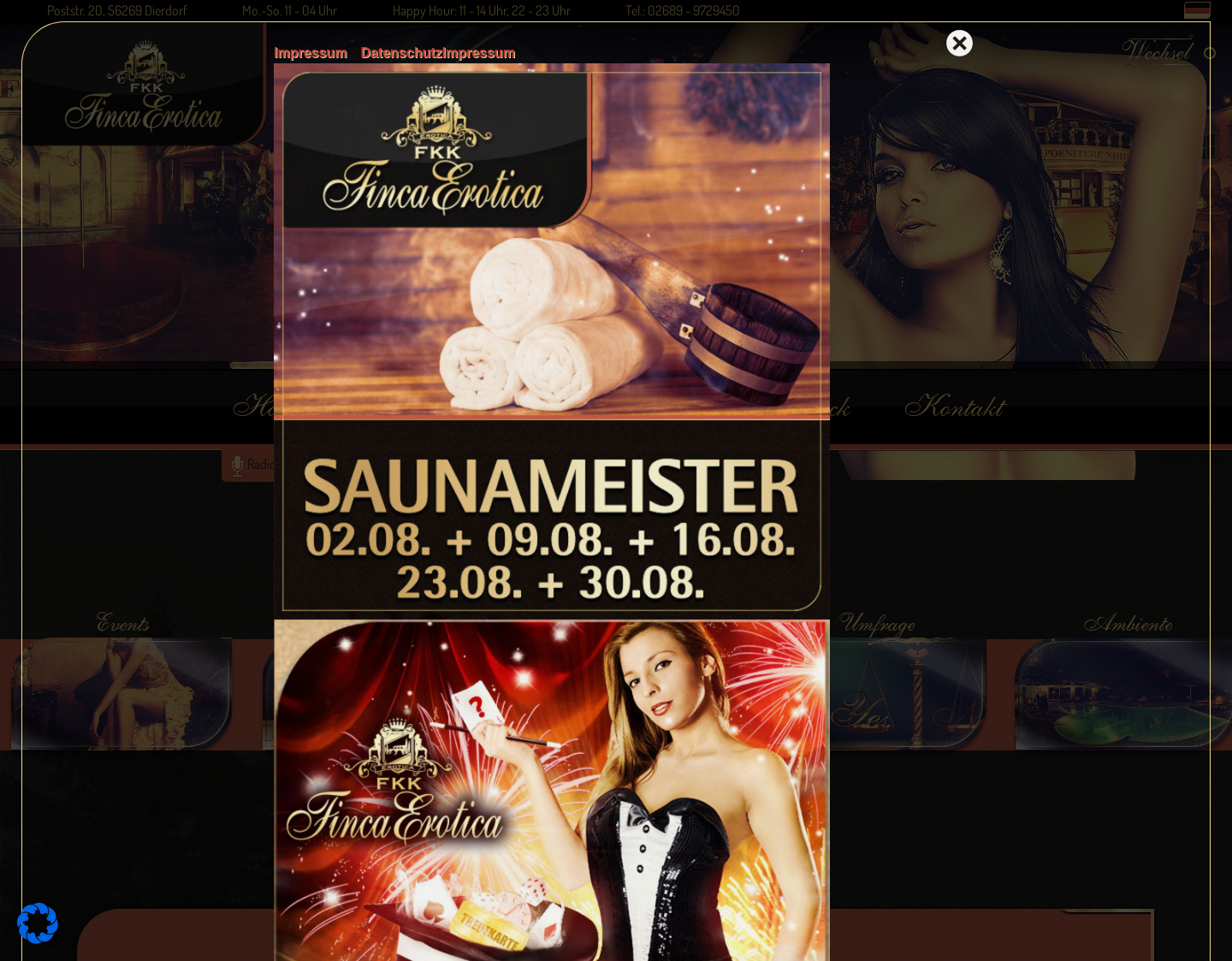 Aktuelle Website-Vorschau von Finca Erotica