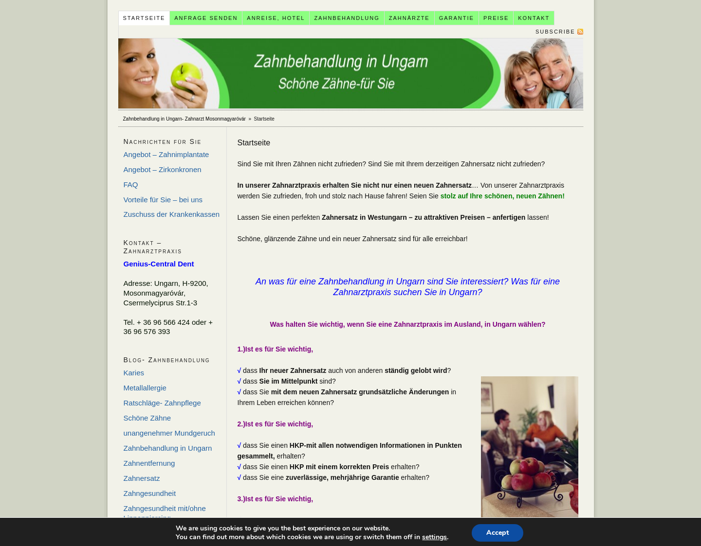 Aktuelle Website-Vorschau von Zahnarzt in Ungarn
