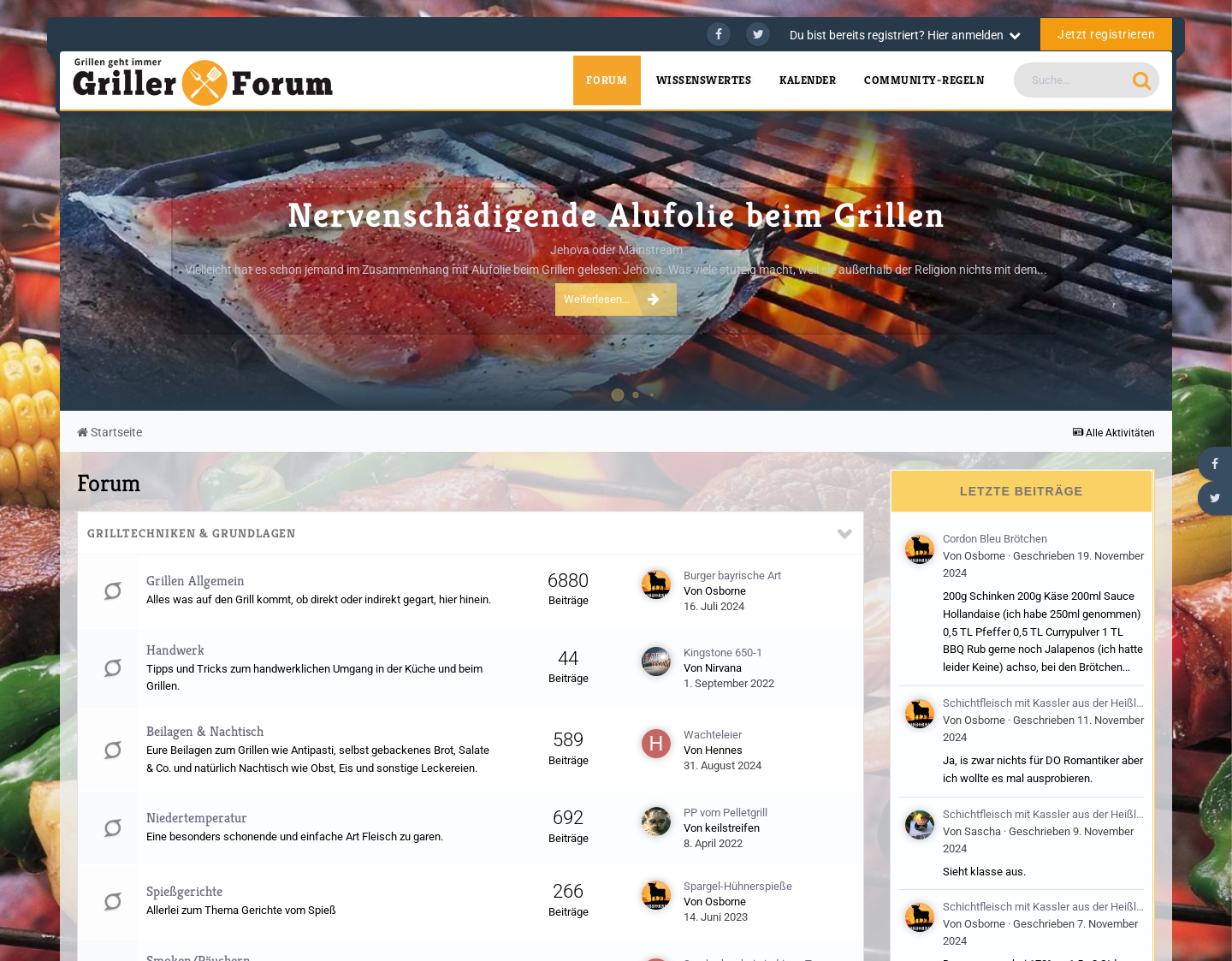 Aktuelle Website-Vorschau von Grillerforum