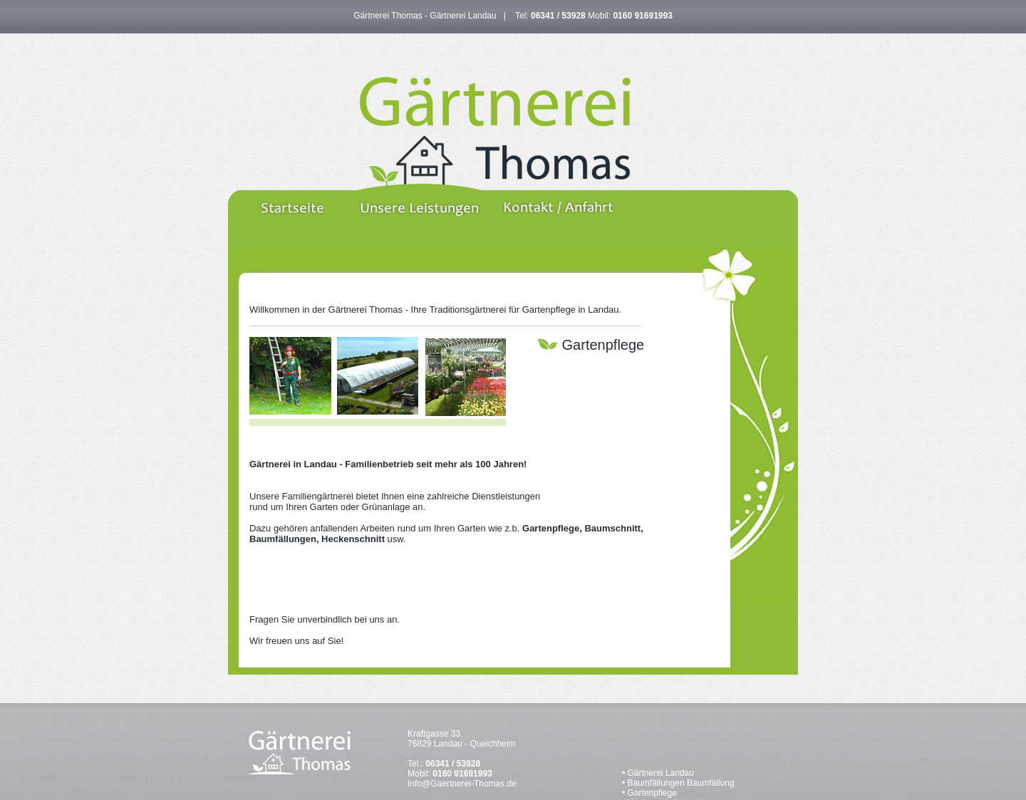 Aktuelle Website-Vorschau von Gärtnerei Thomas Landau