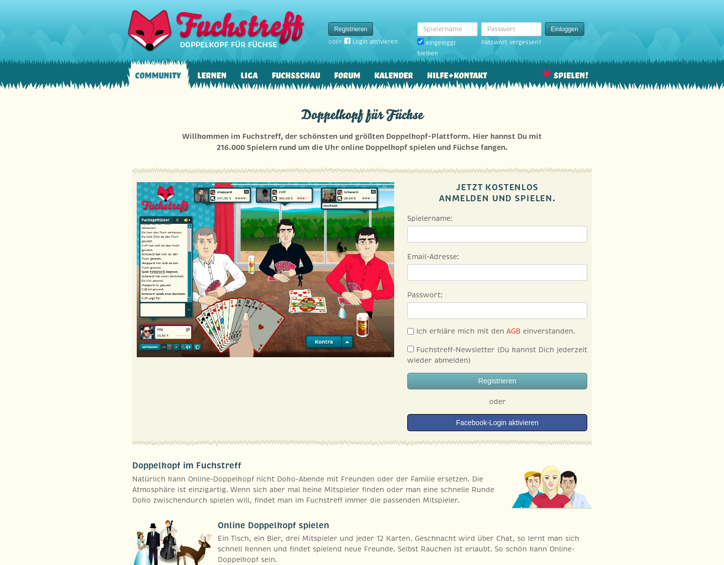 Aktuelle Website-Vorschau von Fuchstreff