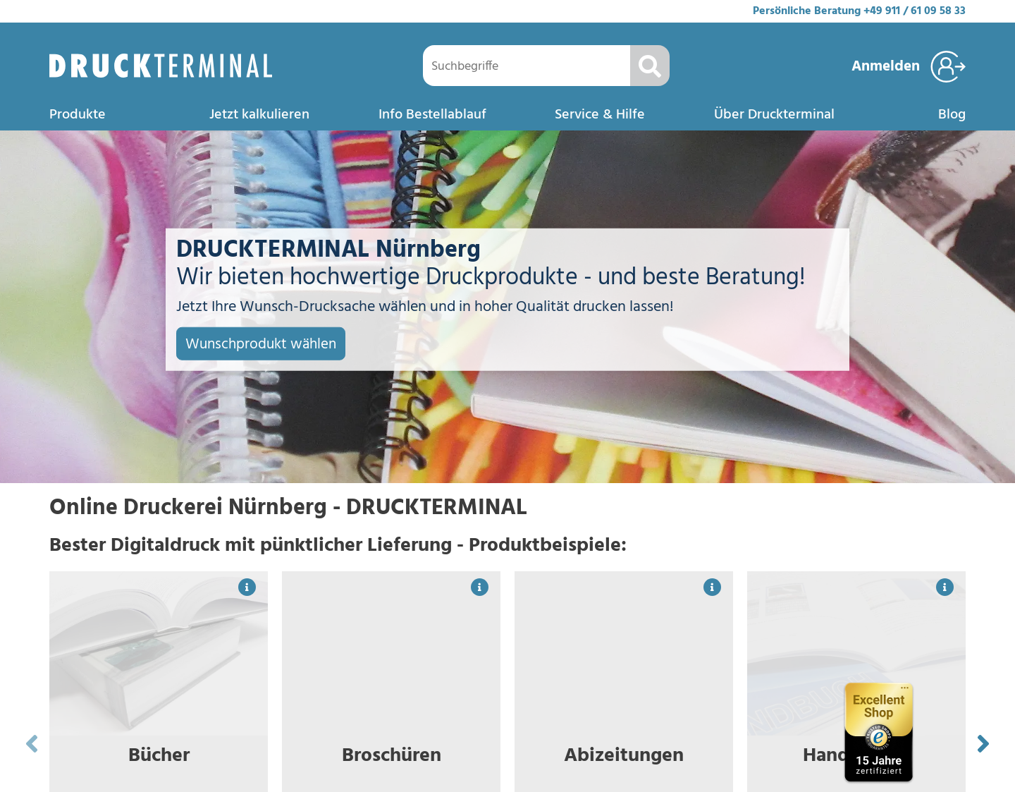 Aktuelle Website-Vorschau von Online Druckerei, das Druckterminal