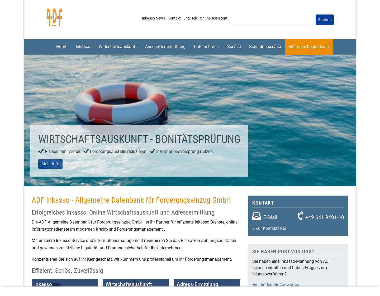 Aktuelle Website-Vorschau von Wirtschaftsauskunft & Bonitätsprüfung
