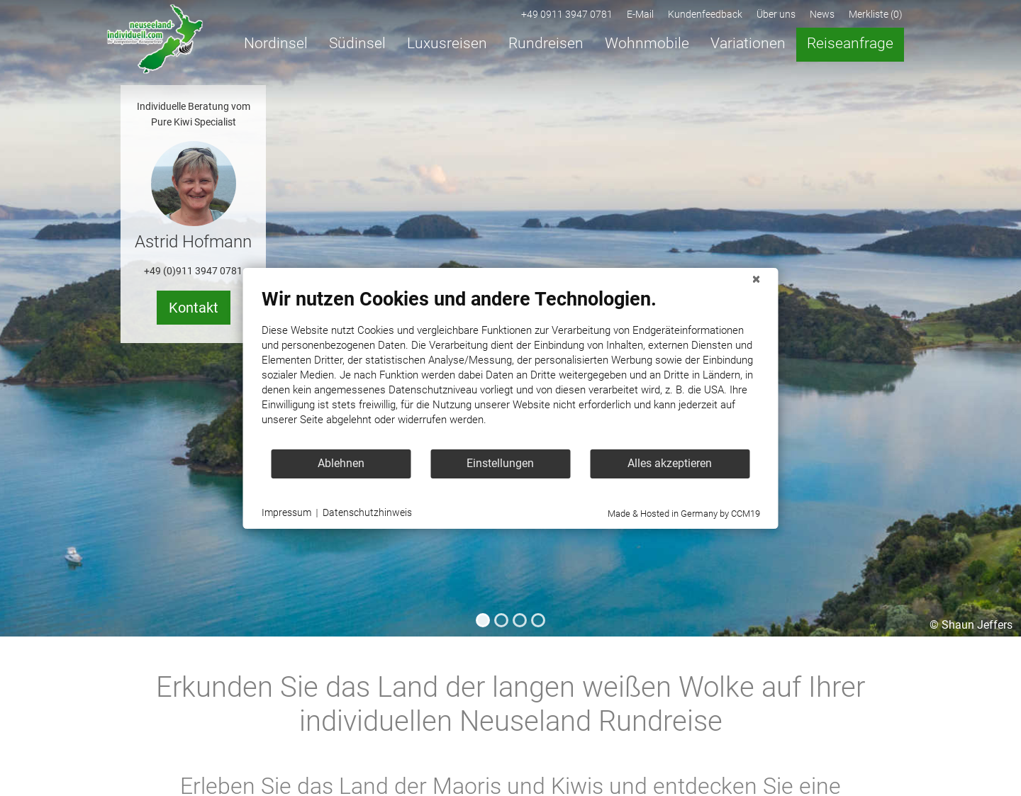 Aktuelle Website-Vorschau von Neuseeland Individuell