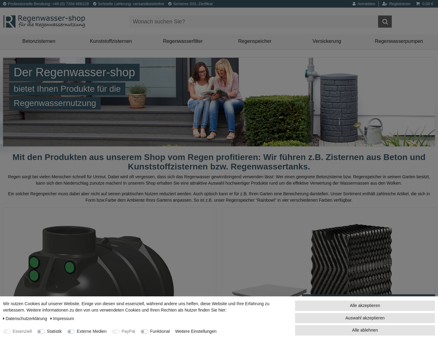 Aktuelle Website-Vorschau von Regenwassernutzung und Regenwasserbewirtschaftung