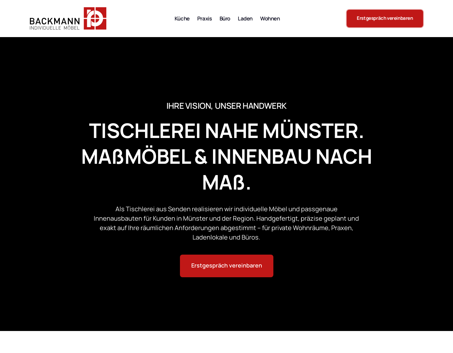 Aktuelle Website-Vorschau von Tischlerei Backmann Münster
