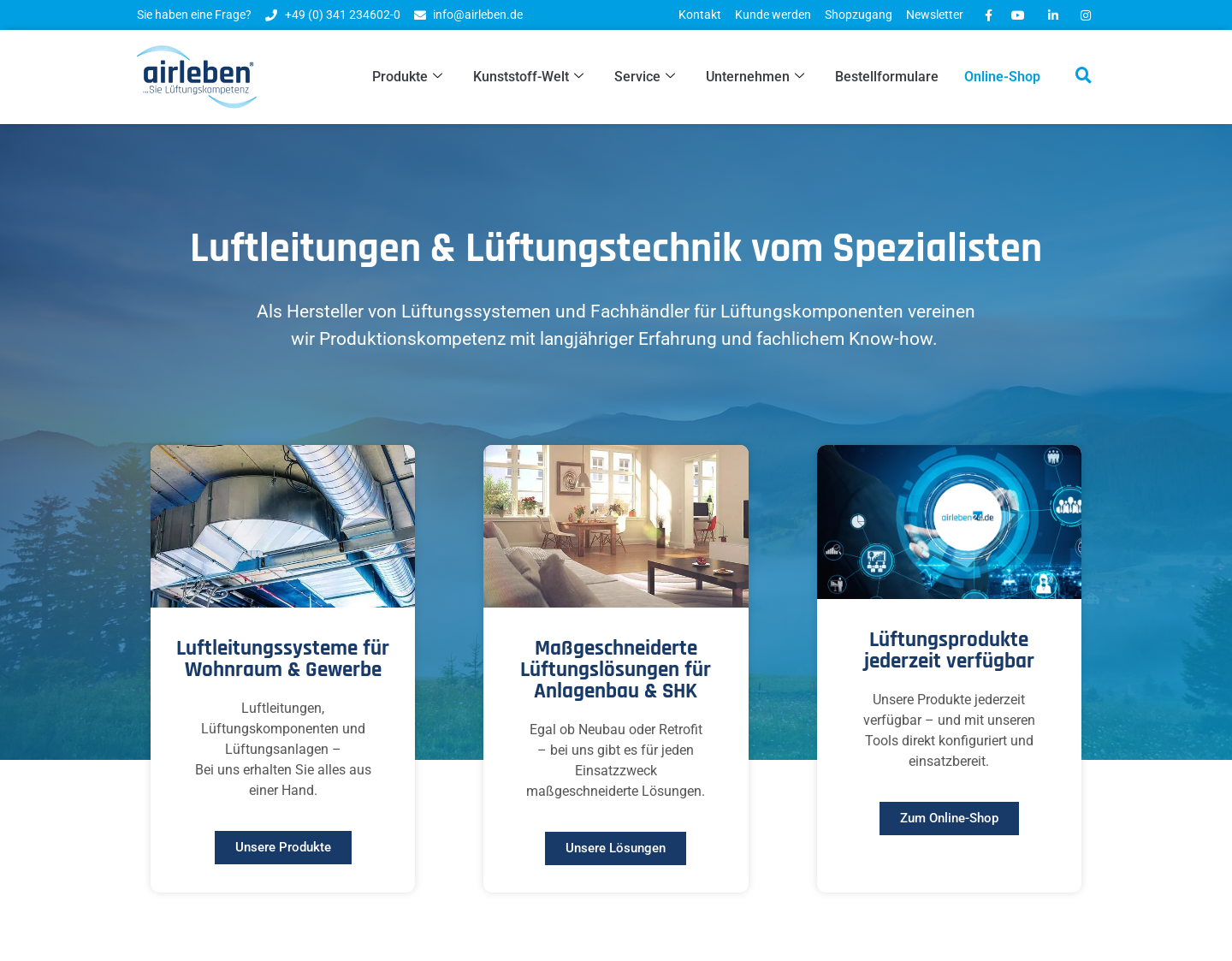Aktuelle Website-Vorschau von airleben Sie Kompetenz auf höchstem