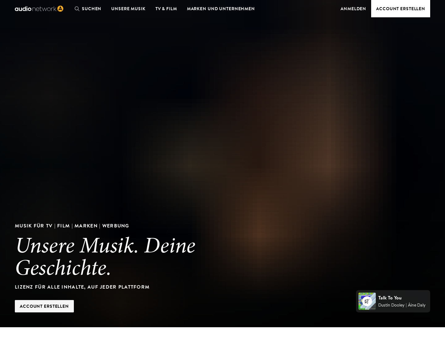 Aktuelle Website-Vorschau von Audio Network GmbH