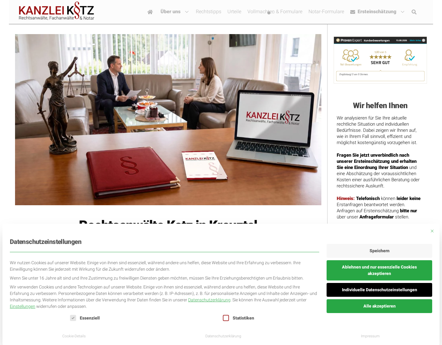 Aktuelle Website-Vorschau von Onlinerechtsberatung Rechtsanwälte Kotz