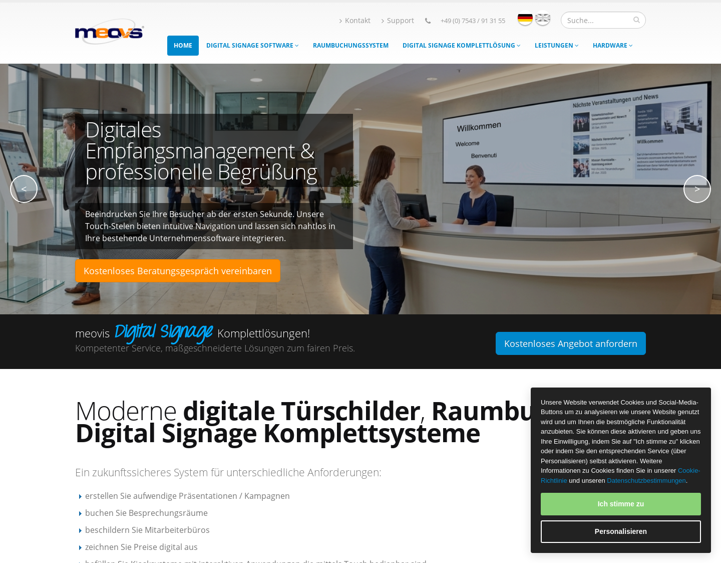 Aktuelle Website-Vorschau von Digital Signage Software