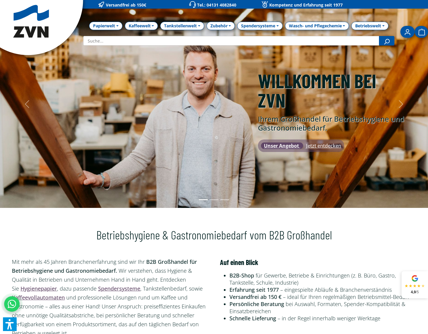 Aktuelle Website-Vorschau von ZVN Zellstoff-Vertrieb Nord GmbH
