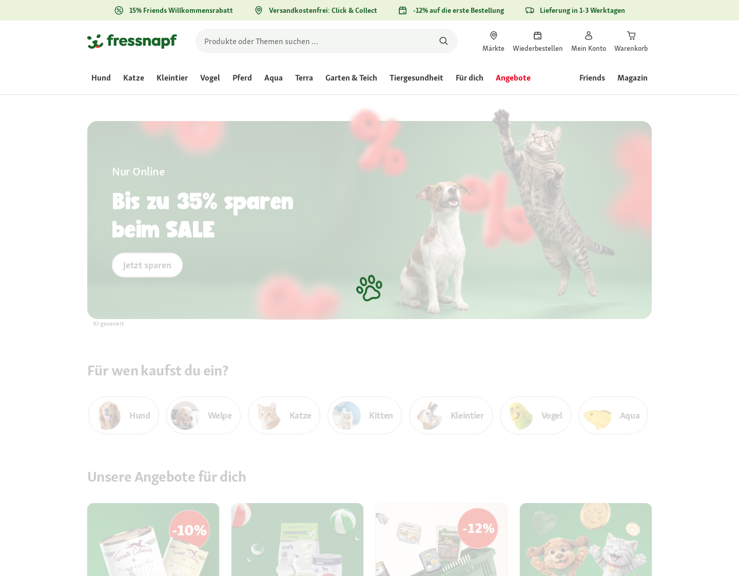 Aktuelle Website-Vorschau von Fressnapf - Markt für Heimtierbedar