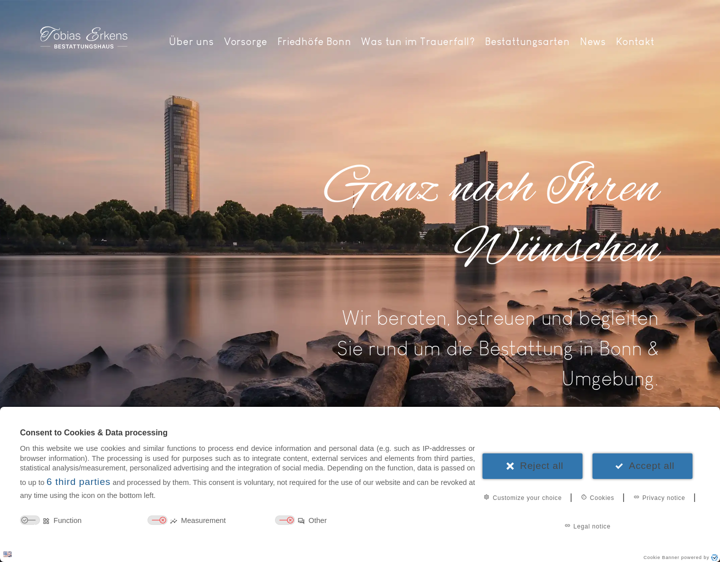 Aktuelle Website-Vorschau von Bestattungen Menden