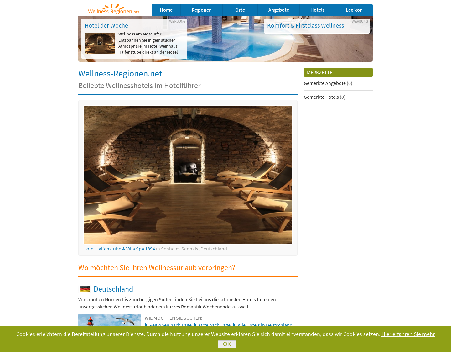 Aktuelle Website-Vorschau von Wellness-Regionen.de - Wellness Hotels