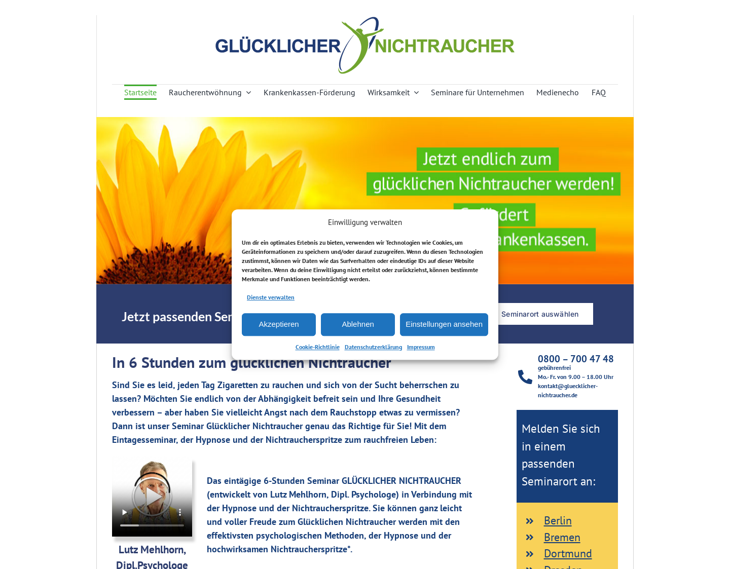 Aktuelle Website-Vorschau von Nichtraucher werden an einem Tag