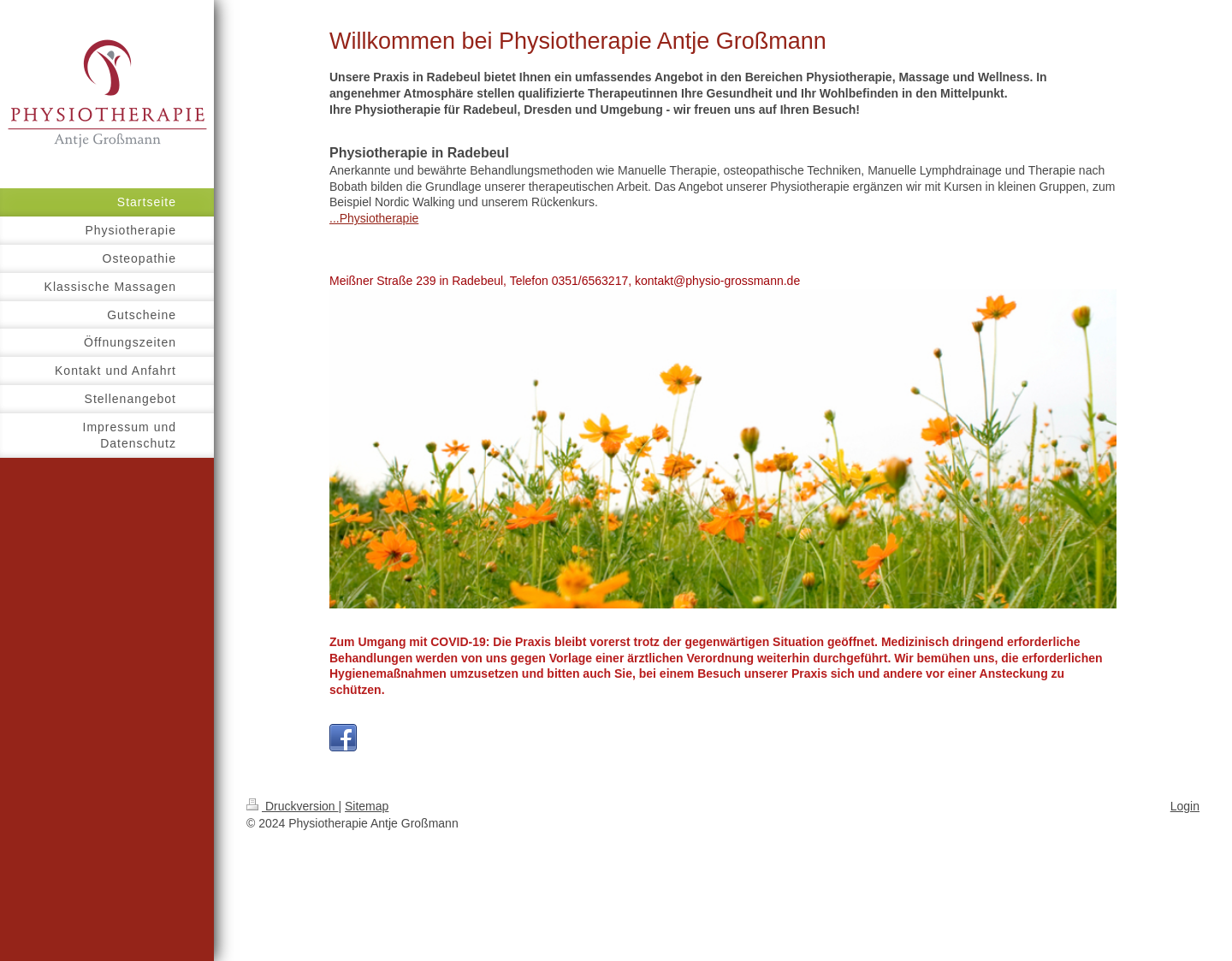 Aktuelle Website-Vorschau von Physiotherapie Antje Grossmann