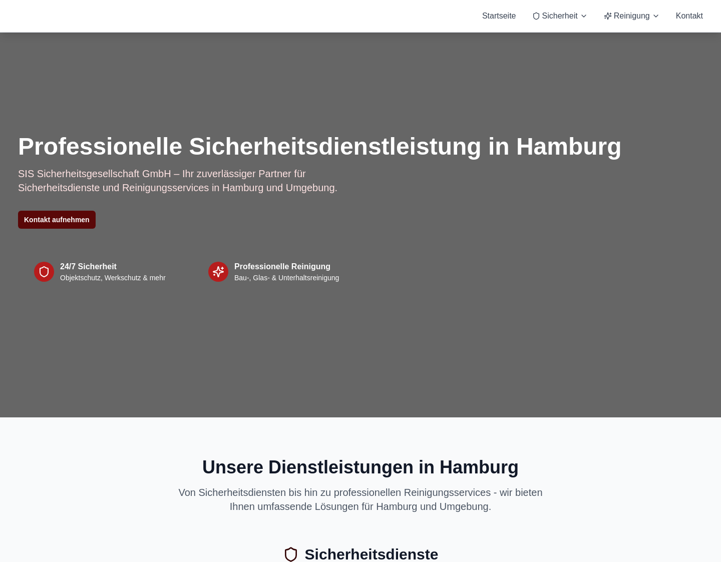 Aktuelle Website-Vorschau von S.I.S. Security