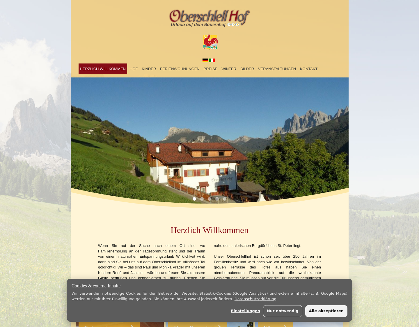 Aktuelle Website-Vorschau von Entspannungsurlaub im Villnösser Tal