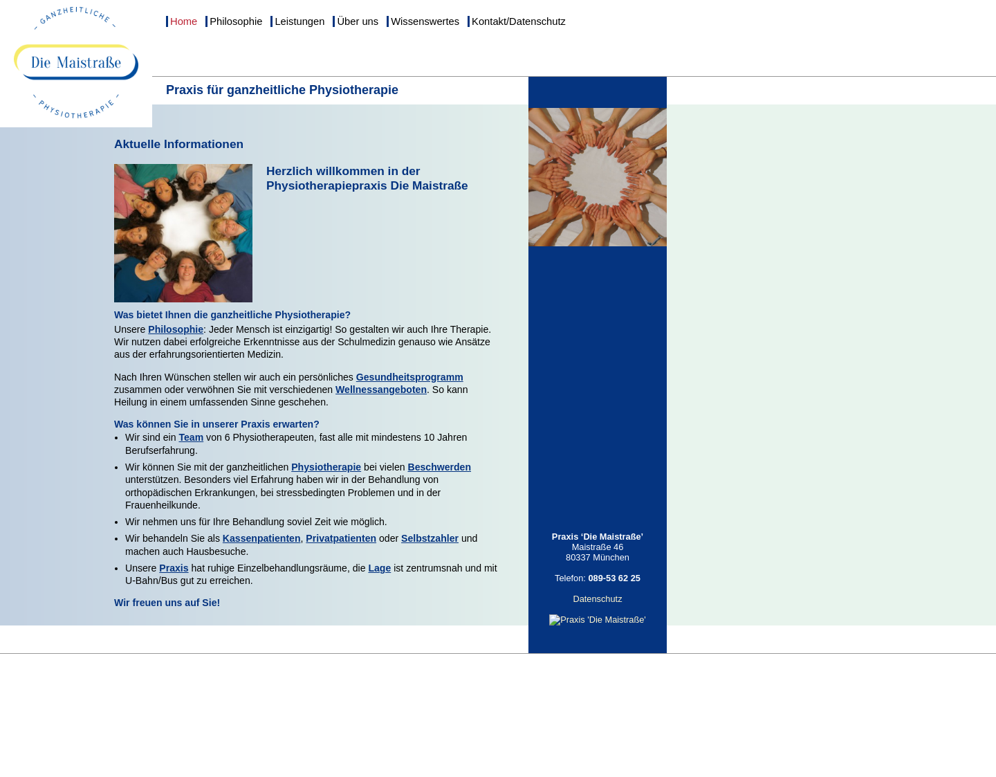Aktuelle Website-Vorschau von Physiotherapie Maistraße