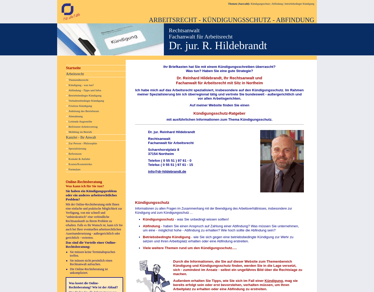 Aktuelle Website-Vorschau von Dr. jur. Reinhard Hildebrandt