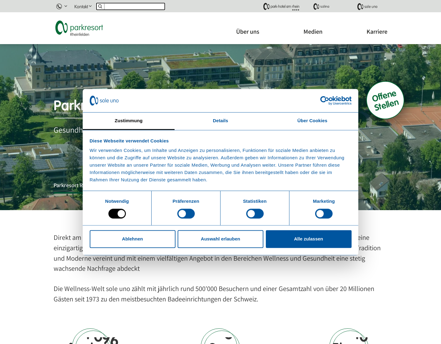 Aktuelle Website-Vorschau von Parkresort Rheinfelden bei Basel