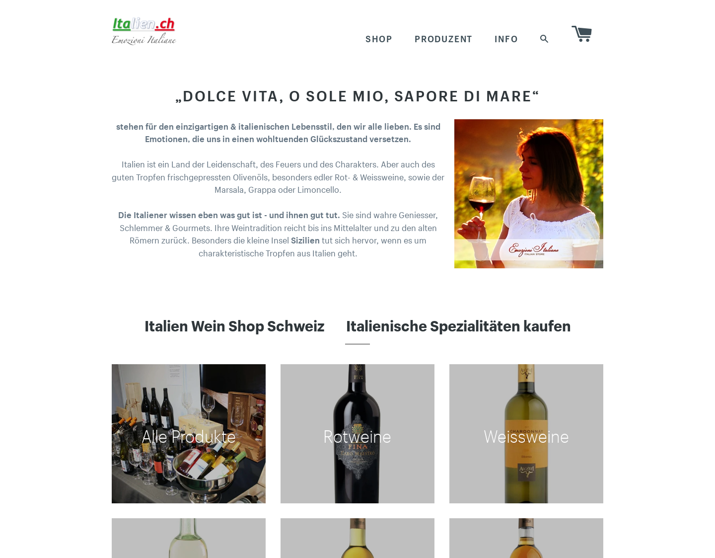 Aktuelle Website-Vorschau von Italien.ch - Emozioni Italiane