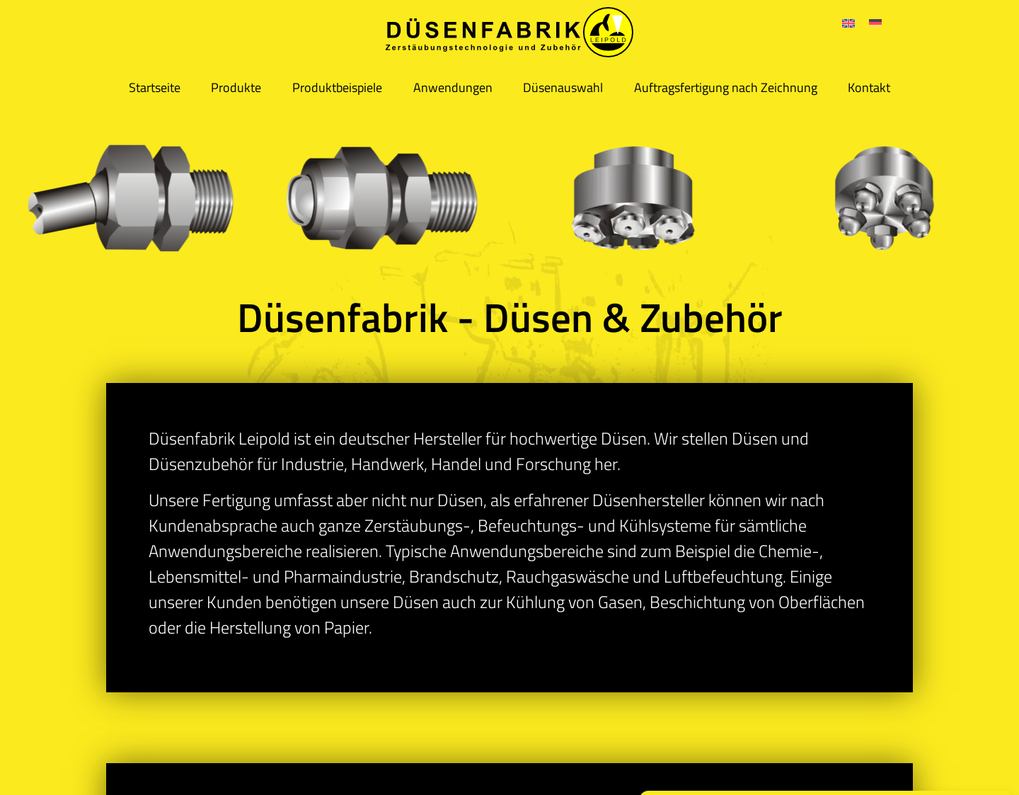Aktuelle Website-Vorschau von Düsenfabrik Leipold