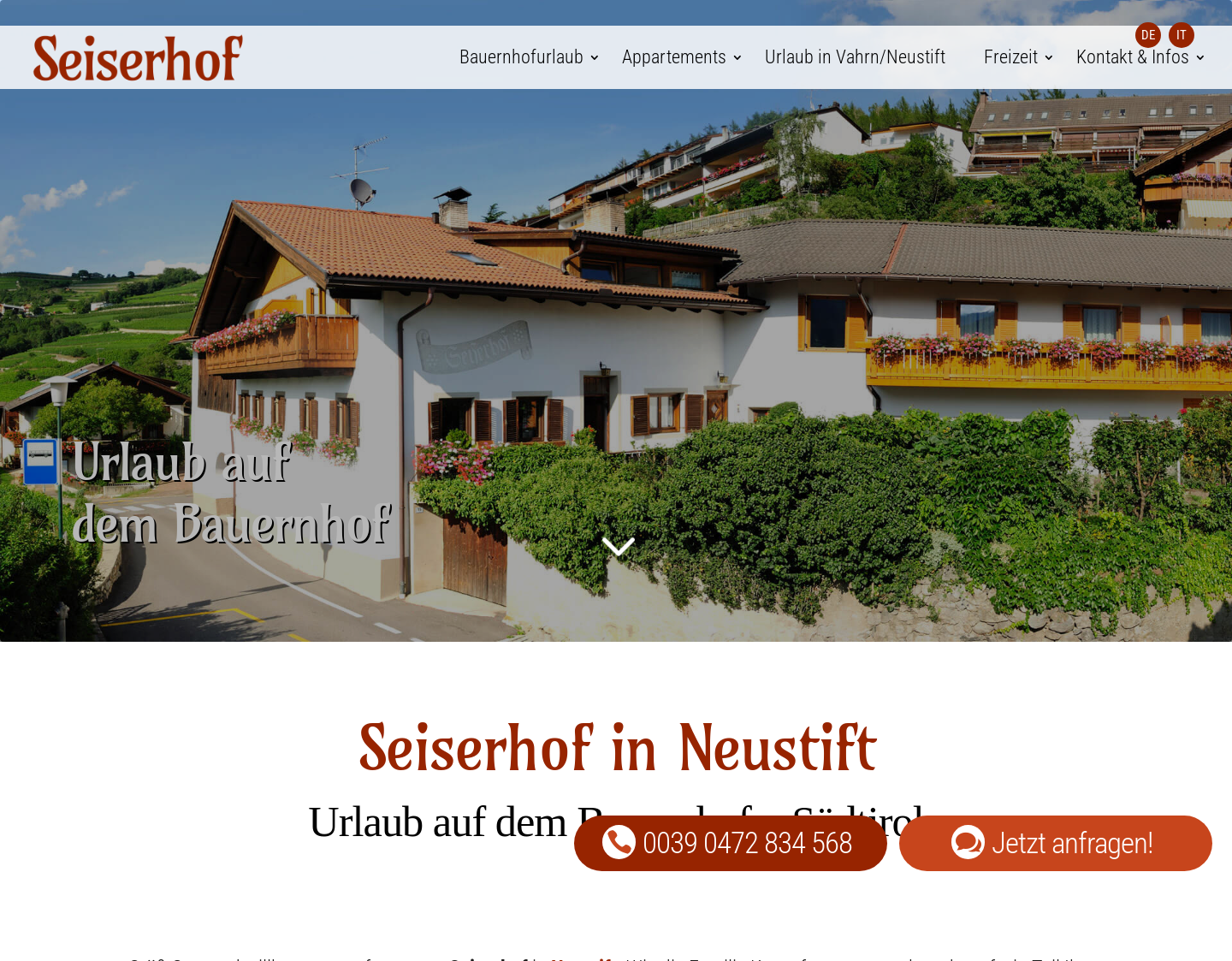 Aktuelle Website-Vorschau von Urlaub auf dem Weingut