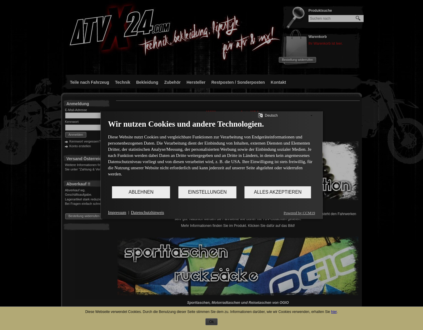 Aktuelle Website-Vorschau von Quad, ATV & Motocross Verschleißteile
