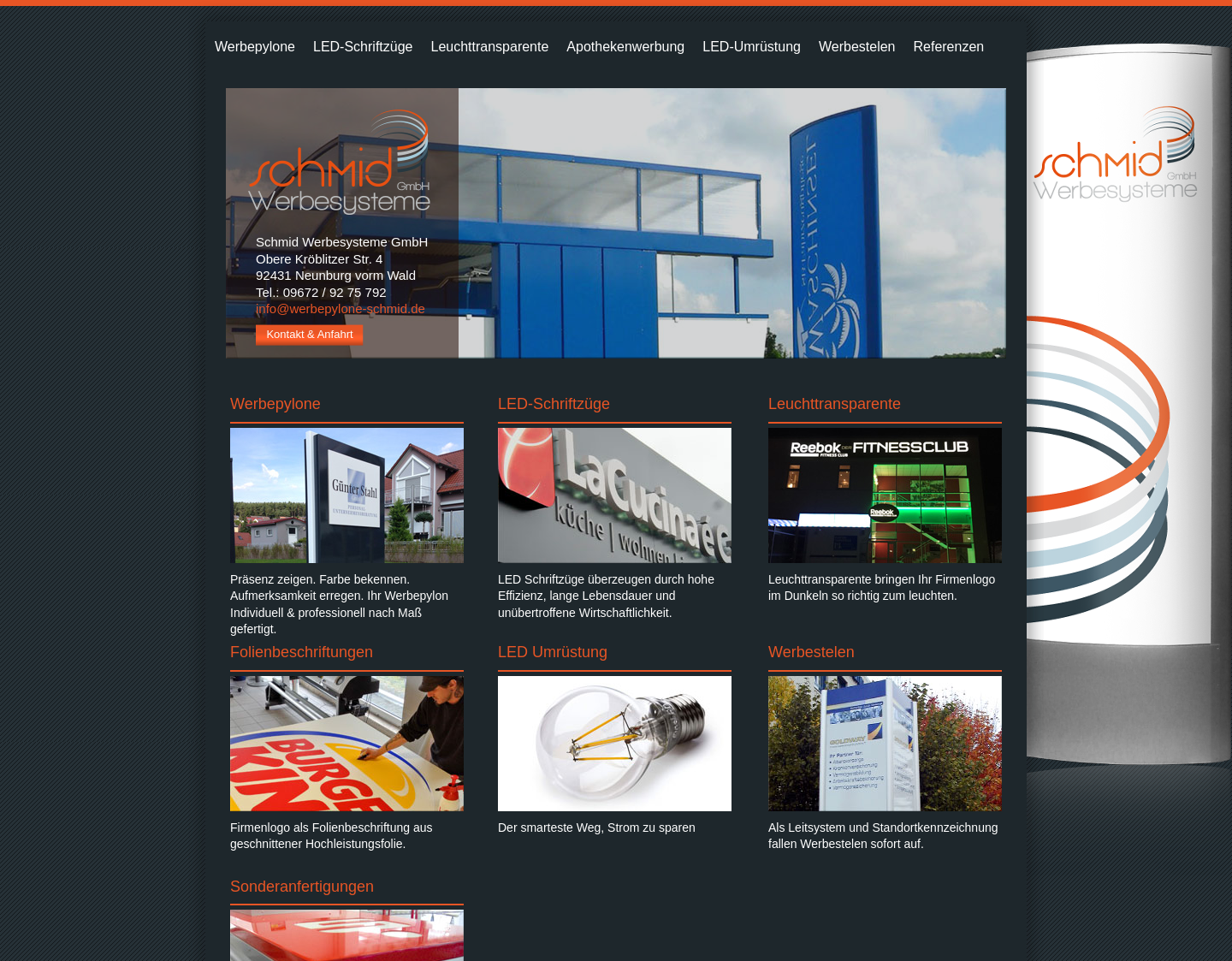 Aktuelle Website-Vorschau von Werbepylone Schmid