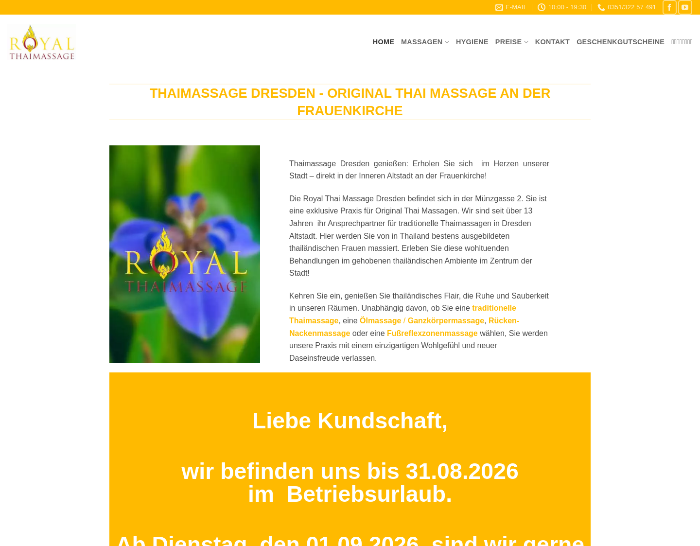 Aktuelle Website-Vorschau von Royal Thaimassage Dresden