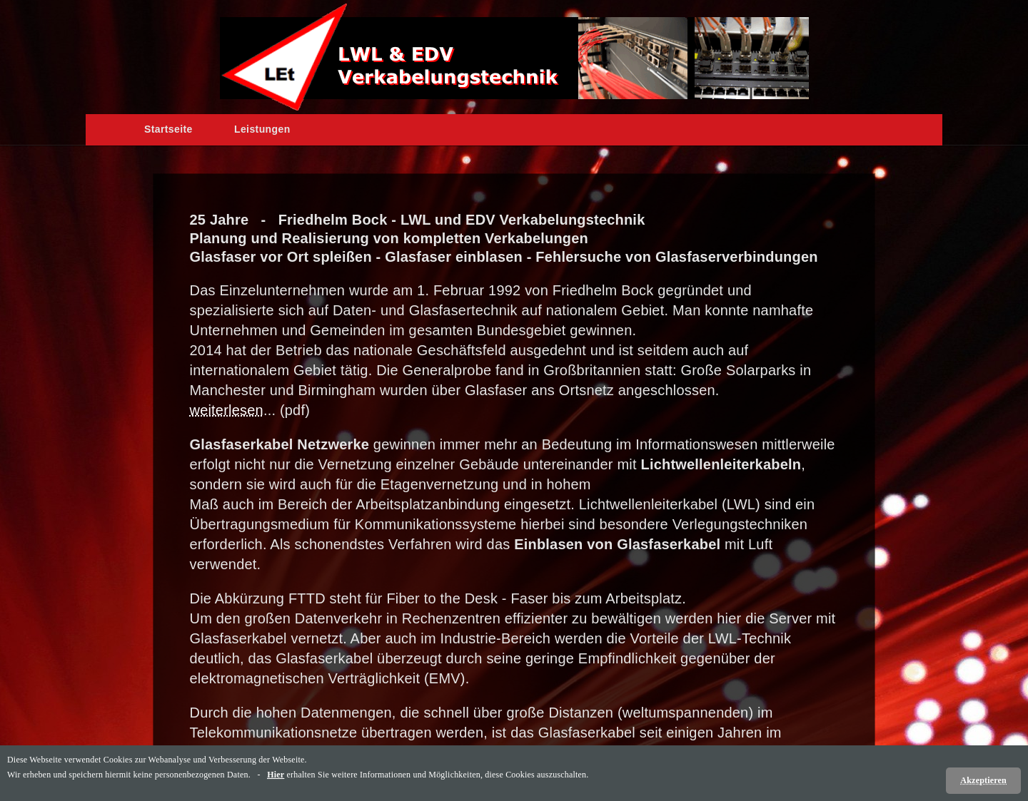Aktuelle Website-Vorschau von LWL u. EDV LEt Verkabelungstechnik