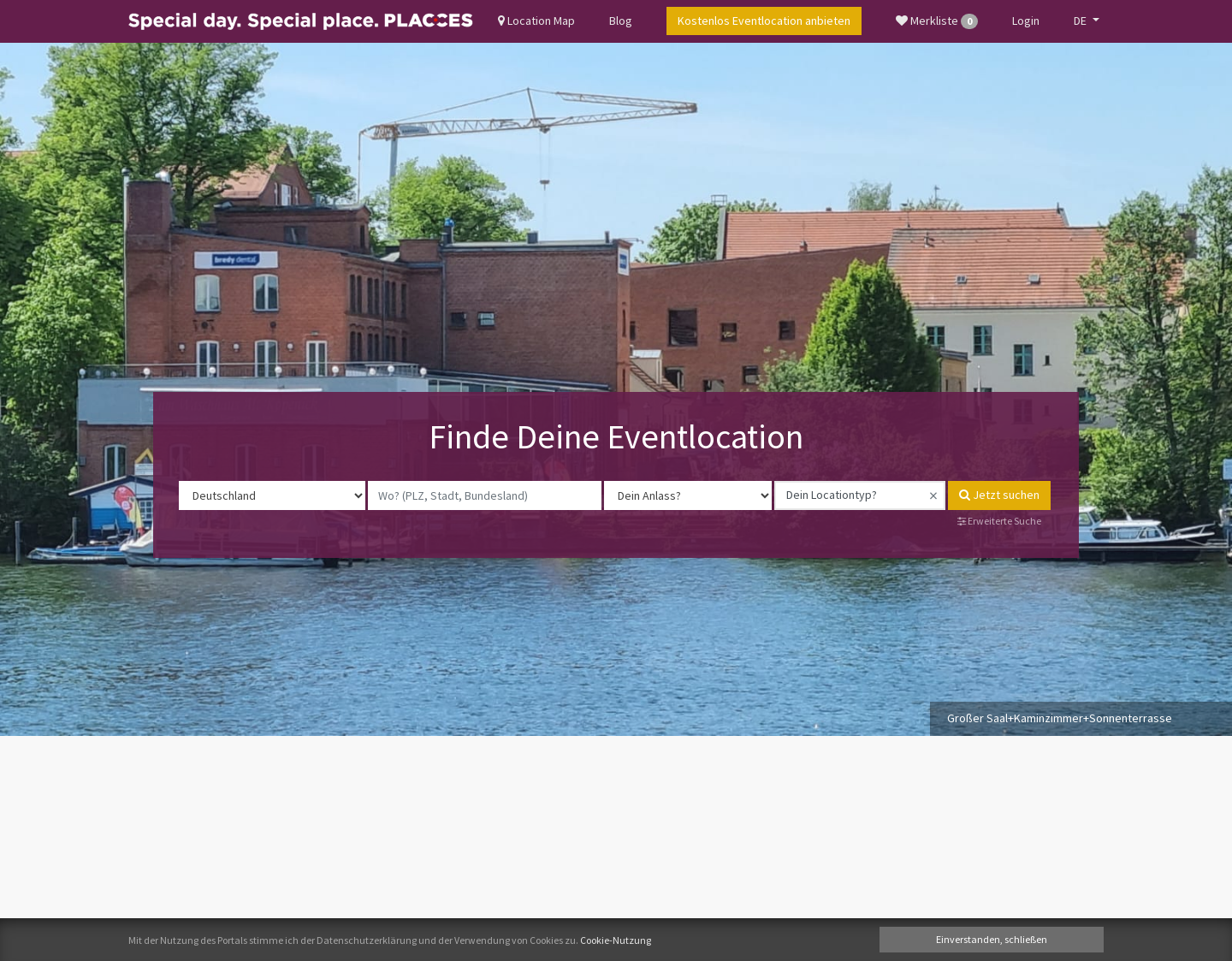 Aktuelle Website-Vorschau von PLACCES - Veranstaltungsräume