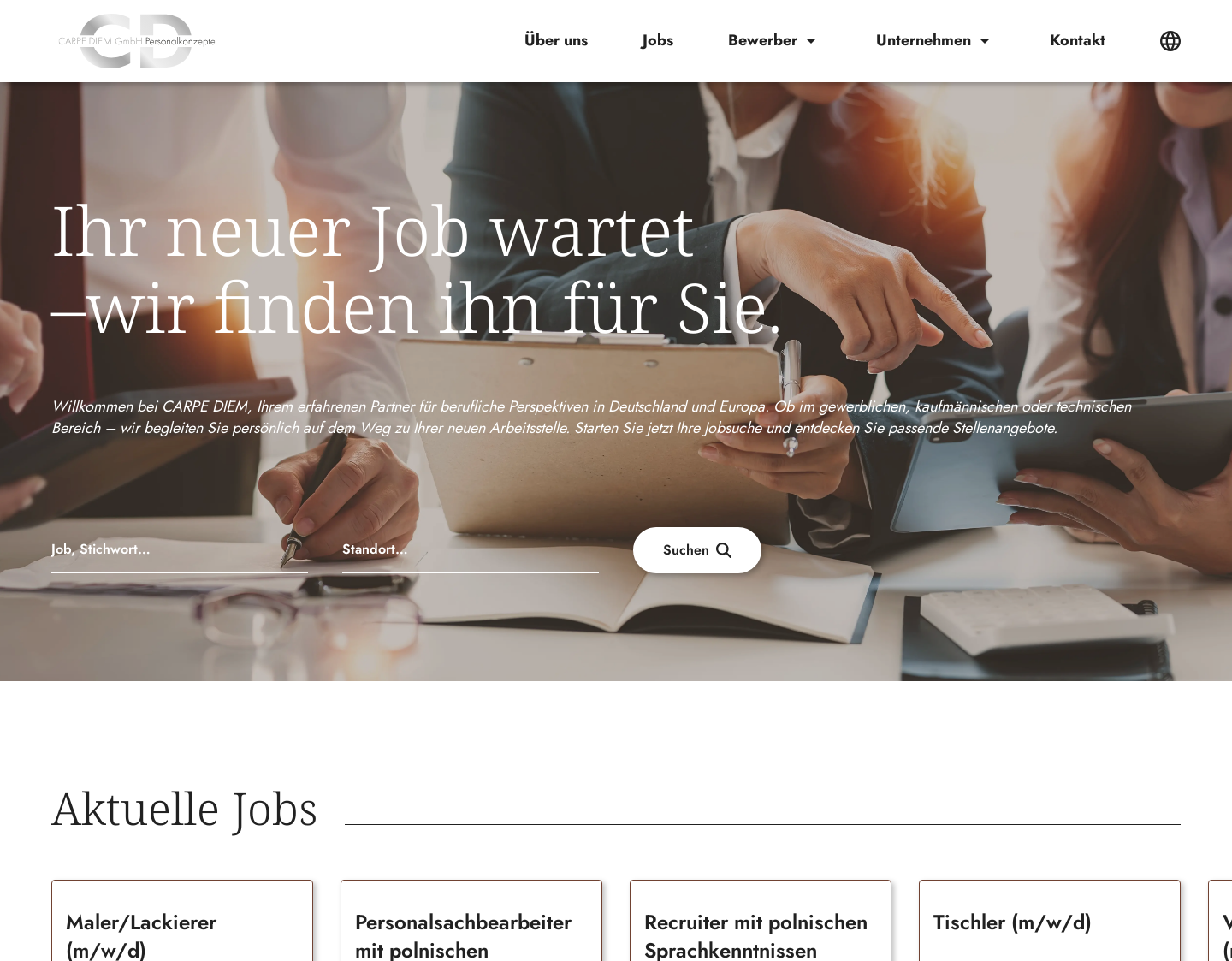 Aktuelle Website-Vorschau von Carpe Diem Personalkonzepte