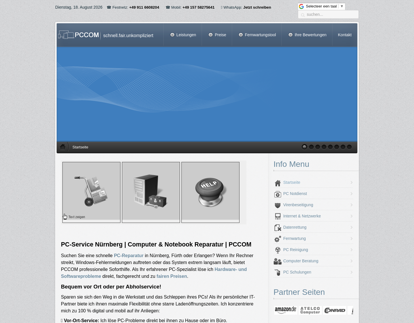 Aktuelle Website-Vorschau von PCCOM Computer Service