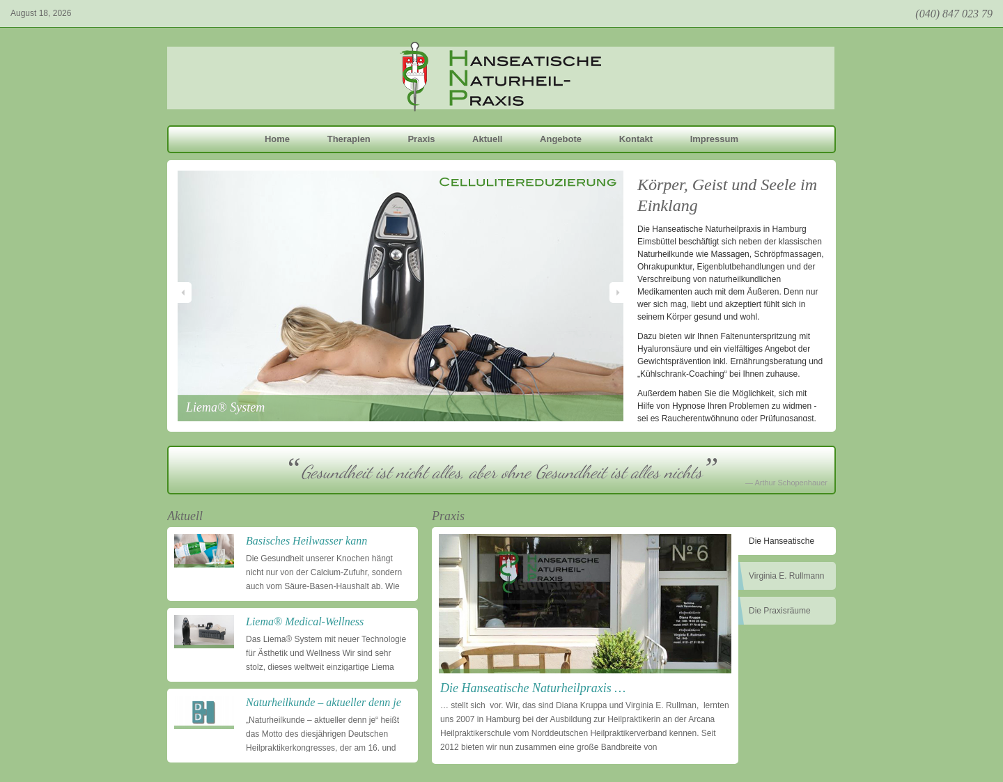 Aktuelle Website-Vorschau von Hanseatische Naturheilpraxis