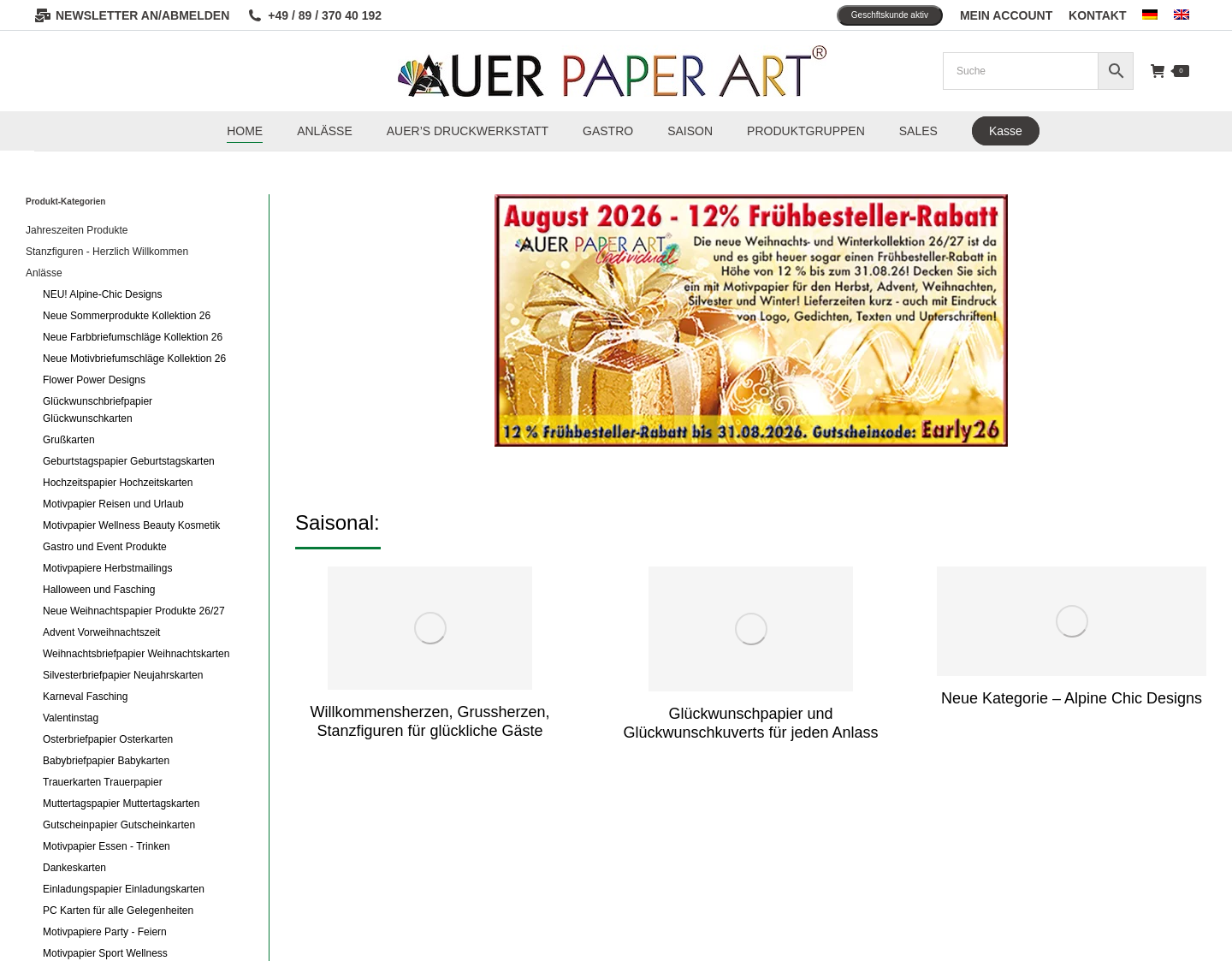 Aktuelle Website-Vorschau von Verlag für Motivpapier und Karten