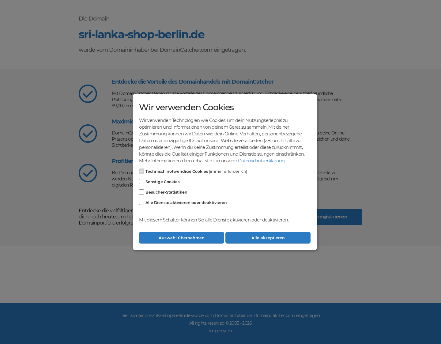 Aktuelle Website-Vorschau von Sri Lanka Shop Berlin