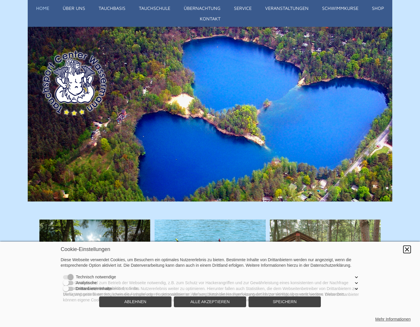 Aktuelle Website-Vorschau von Online-Shop für Tauchbedarf