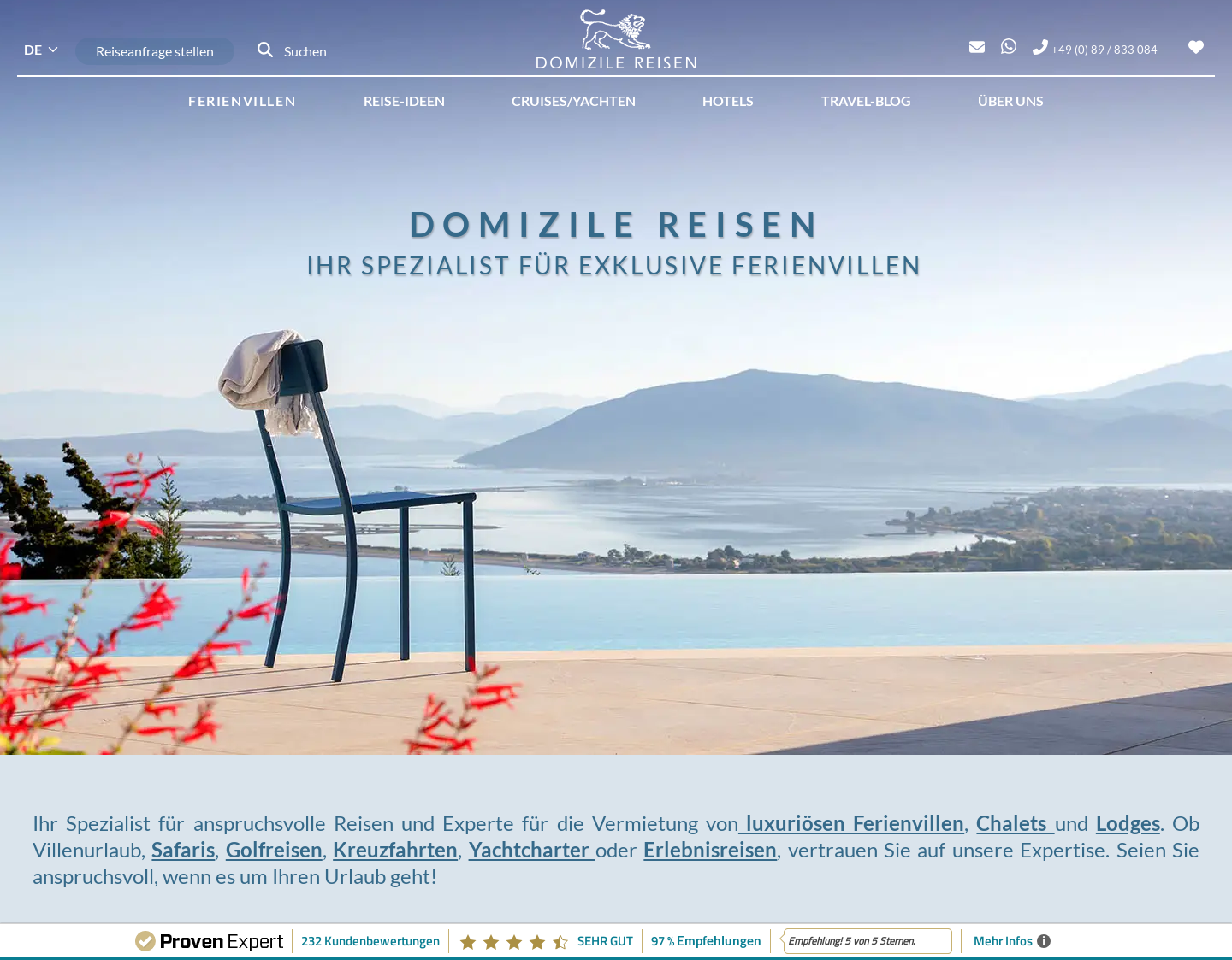 Aktuelle Website-Vorschau von Exklusive Ferienhäuser weltweit