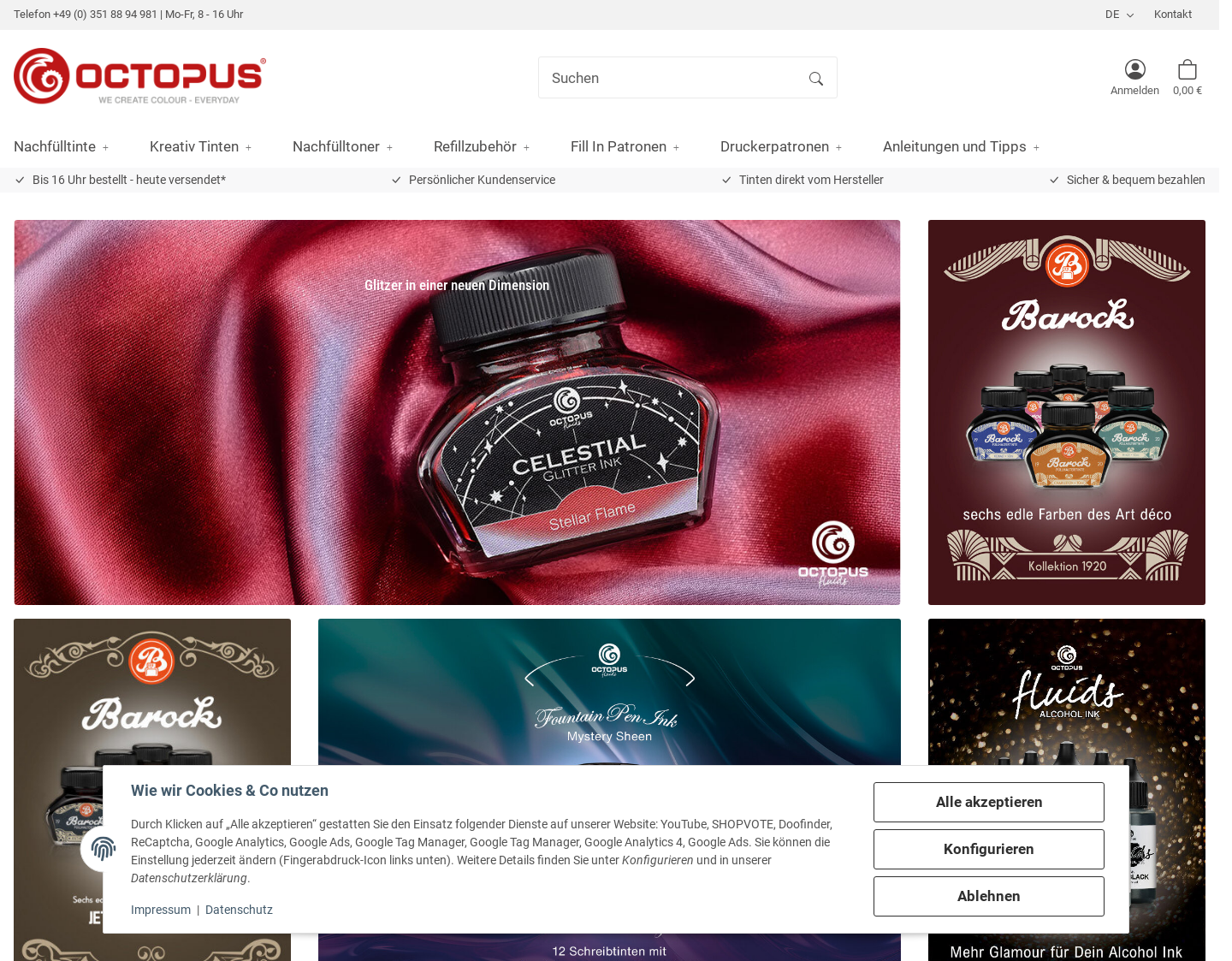 Aktuelle Website-Vorschau von Grosshandel für Refiller, Tinte, Nachfülltinte