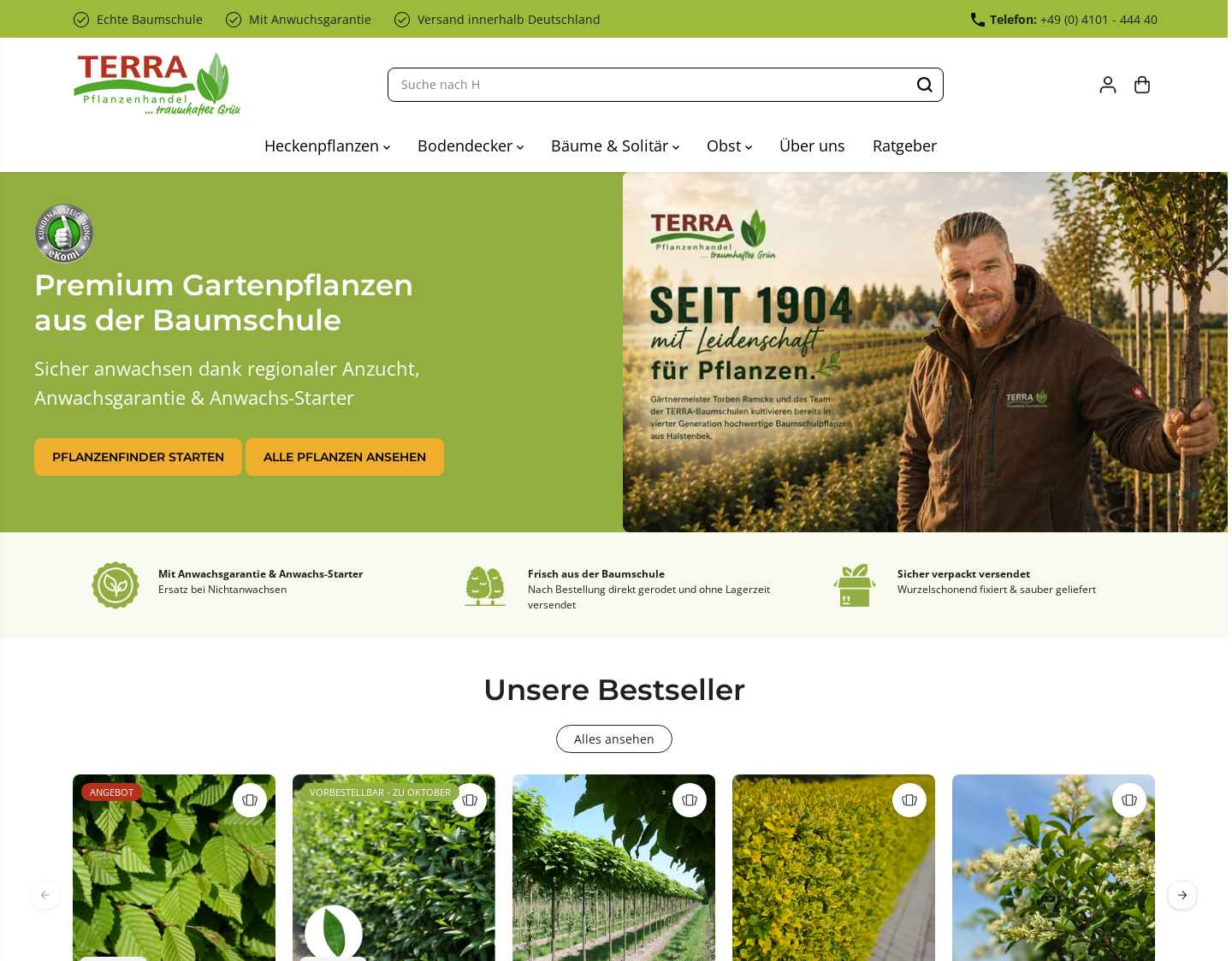 Aktuelle Website-Vorschau von Terra Pflanzenhandel