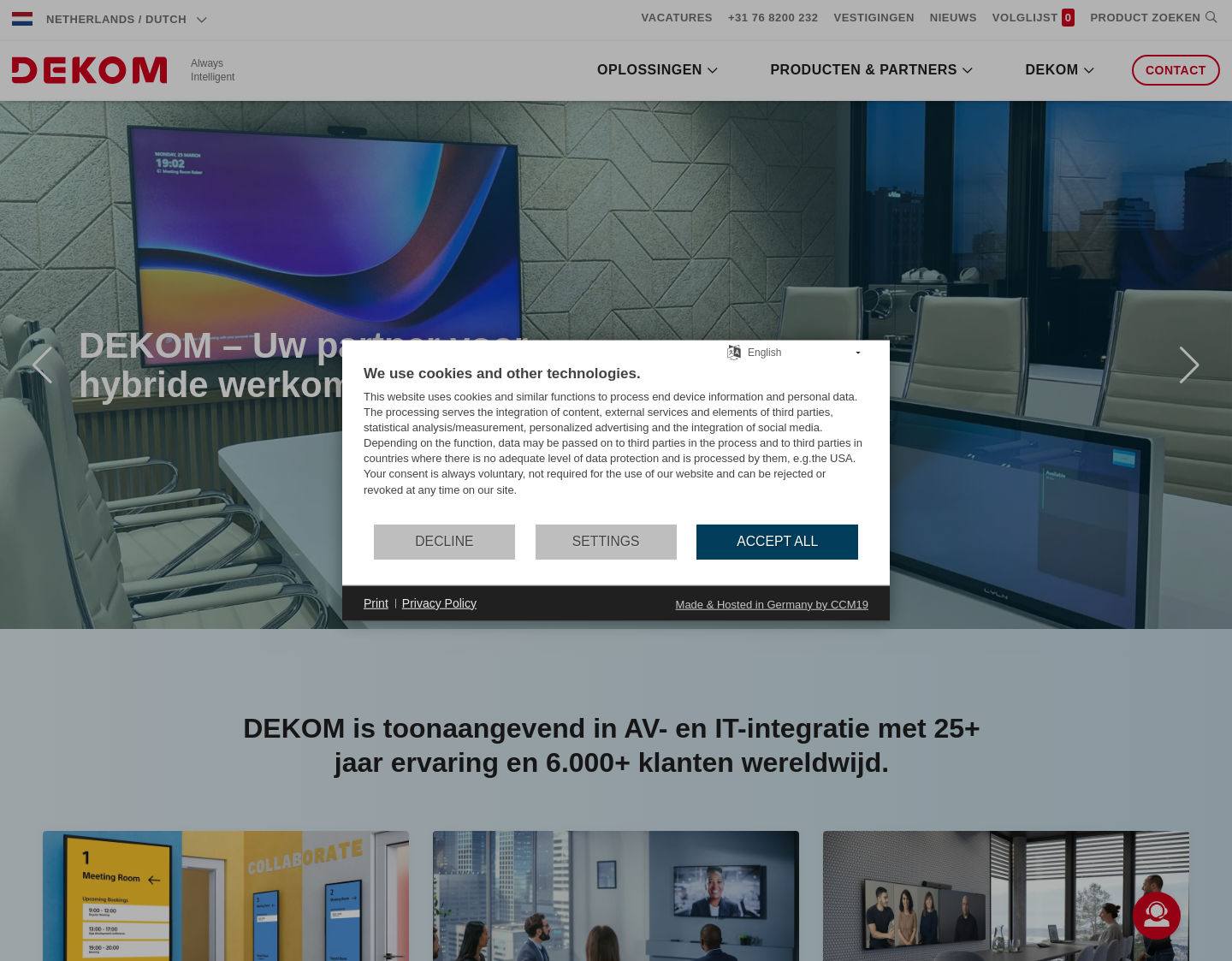 Aktuelle Website-Vorschau von DEKOM AG