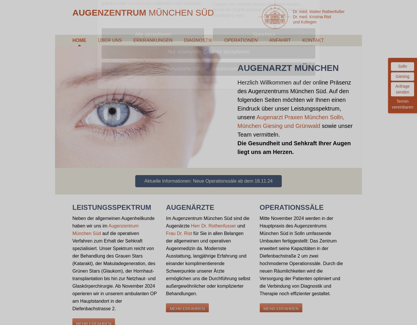 Aktuelle Website-Vorschau von Augenklinik München Süd