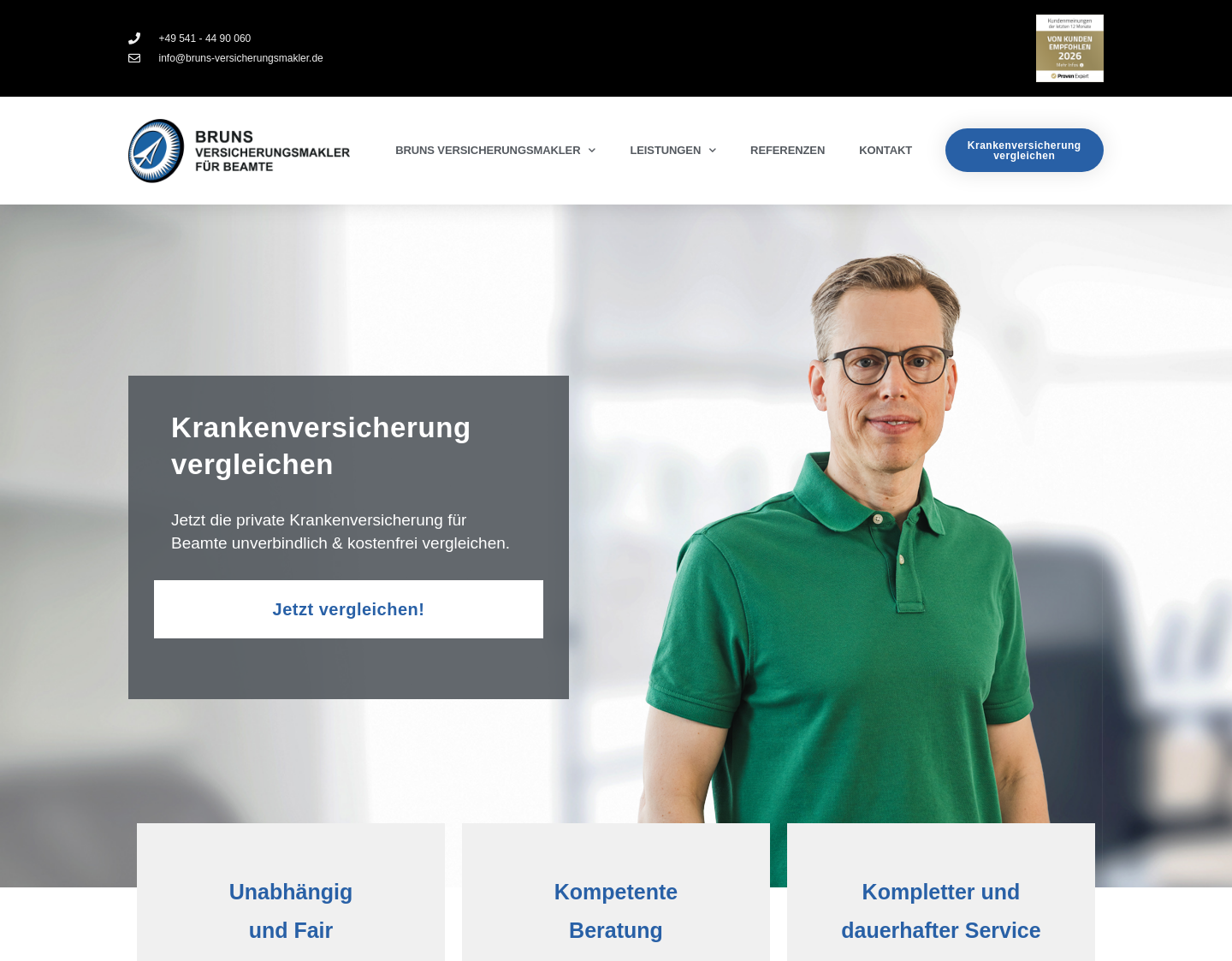 Aktuelle Website-Vorschau von Bruns Versicherungsmakler