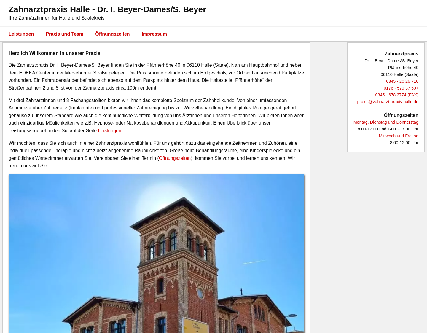 Aktuelle Website-Vorschau von Zahnarztpraxis Dr. I. Beyer-Dames/S