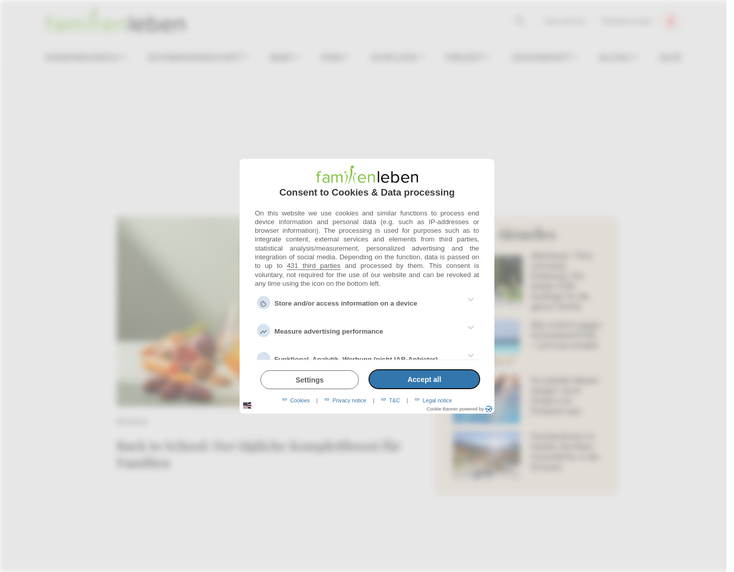 Aktuelle Website-Vorschau von Hilfe für Familien