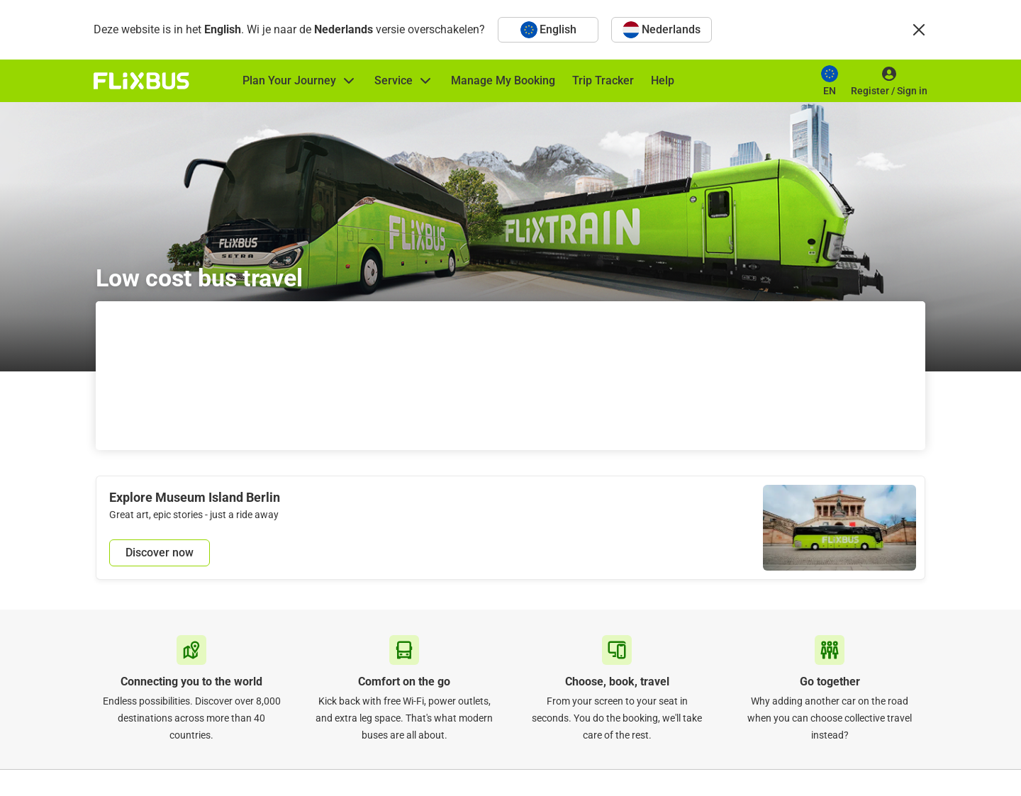 Aktuelle Website-Vorschau von Eurolines ? Deutsche Touring