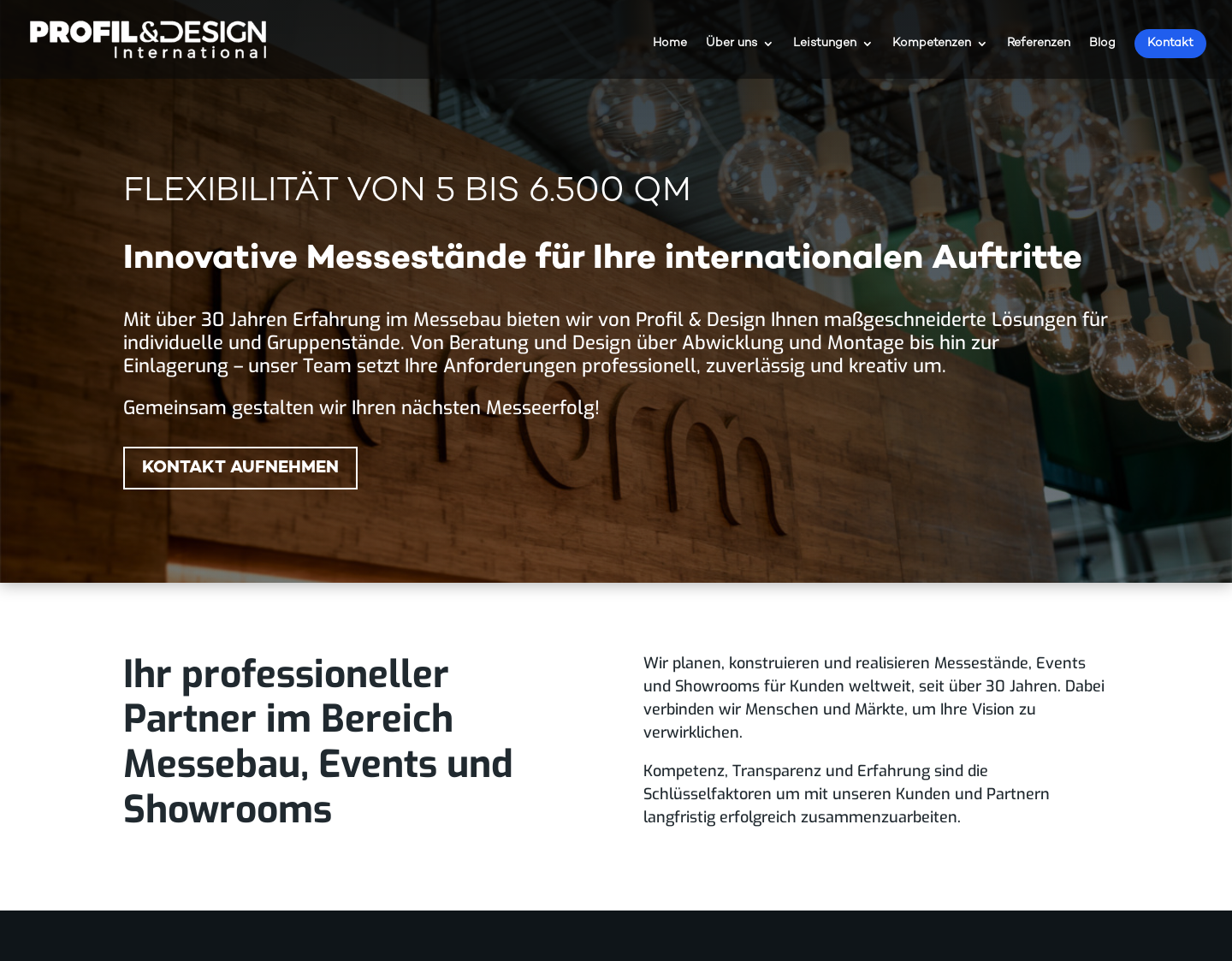 Aktuelle Website-Vorschau von Profil & Design : Messe- und Ausstellung